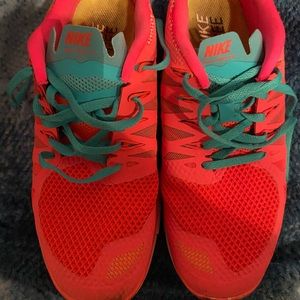 Nike Free Run 5.0 Neon Pink Orange Blue Running Shoes Sneakers 9